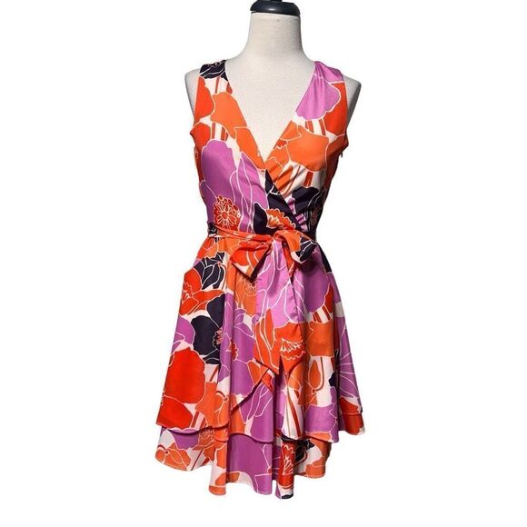 Banana Republic Bright Colored Sleeveless Floral  Summer Dress Size 0 - Picture 1 of 5